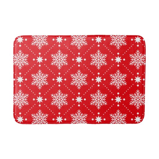 Klassiek rood en wit Snowflakes kerstpatroon Badmat (Voorkant)