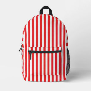 Klassiek rood en wit verticaal strepenpatroon bedrukte rugzak