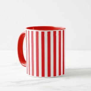 Klassiek rood en wit verticaal strepenpatroon mok