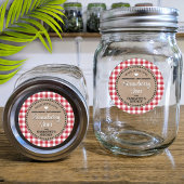 Klassiek rood Gingham Canning Jar Label