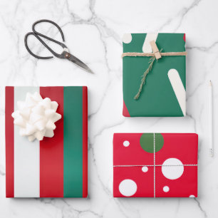 Klassiek rood groen en wit vakantie charme inpakpapier vel