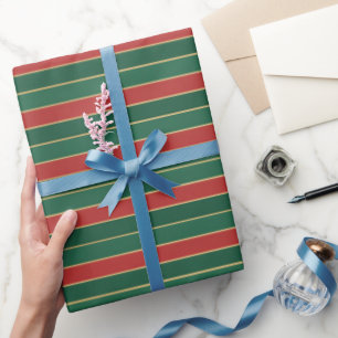 Klassiek Rood & Groen Kerst Retro Cadeaupapier