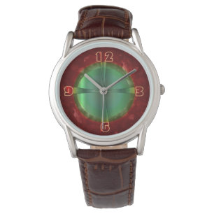Klassiek rood groen ontwerp >Heren lederen horloge