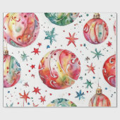 Klassiek rood kerstbal ontwerp cadeaupapier (Vlak)