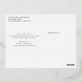 Klassiek rood kerstbladscript folie feestdagen briefkaart (Achterkant)