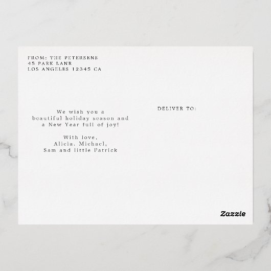 Klassiek rood kerstbladscript folie feestdagen briefkaart (Achterkant)