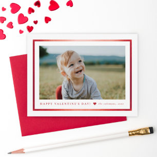 Klassiek rood lijst foto Valentijnsdag Notitiekaartje