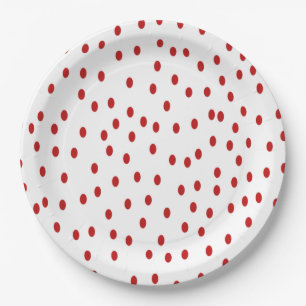 Klassiek rood op witte stippen papieren bordje