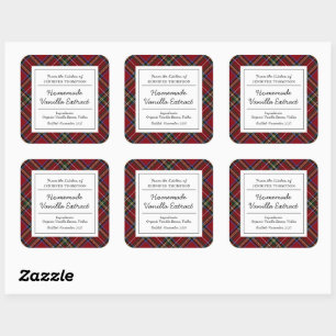 Klassiek Rood Tartan Vakantie Vanille-extract Vierkante Sticker