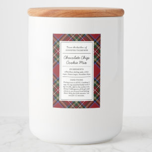 Klassiek Rood Tartan Vakantie Voedselcontainer Etiket