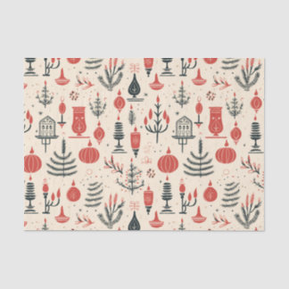 Klassiek rood, wit en zwart - Vintage Kerstmis Tissuepapier