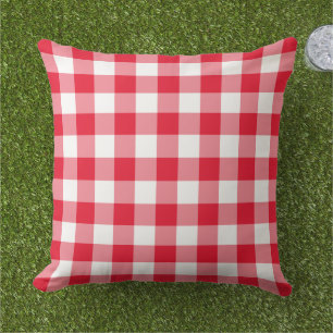 Klassiek rood-wit geruit gingham dambordpatroon buitenkussen