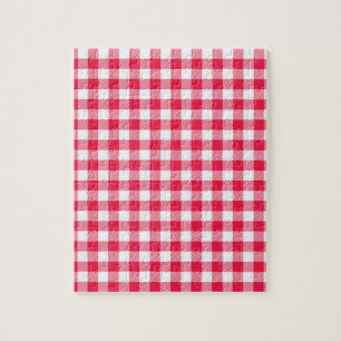 Klassiek rood-wit geruit patroon rustiek legpuzzel