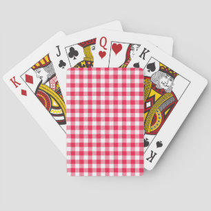 Klassiek rood-wit geruit patroon rustiek speelkaarten