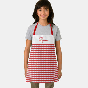 Klassiek Rood & Wit Gingham   Gepersonaliseerde Na Schort