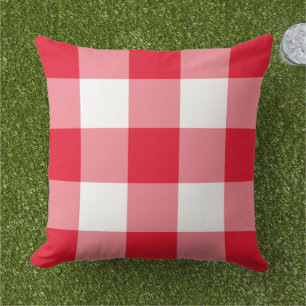 Klassiek Rood Wit Groot Gingham Karo Buitenkussen