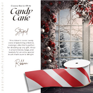 Klassiek rood & wit snoepriet gestreept lint