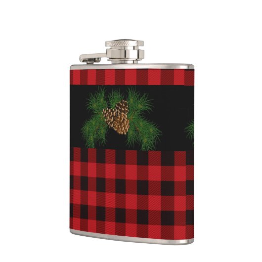 Klassiek rood zwart geruit patroon heupfles (Links)