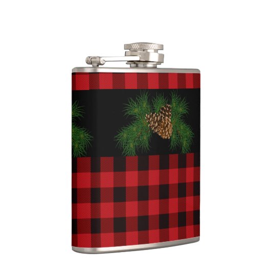 Klassiek rood zwart geruit patroon heupfles (Rechts)