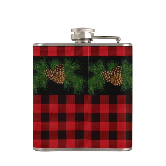 Klassiek rood zwart geruit patroon heupfles (Achterkant)