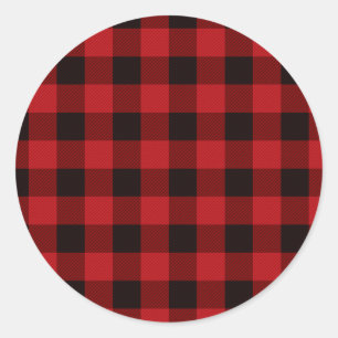 Klassiek rood zwart geruit patroon ronde sticker