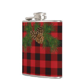 Klassiek rood zwart plaid patroon pinecone heupfles (Links)