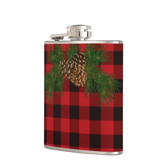 Klassiek rood zwart plaid patroon pinecone heupfles (Links)
