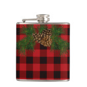 Klassiek rood zwart plaid patroon pinecone heupfles (Voorkant)
