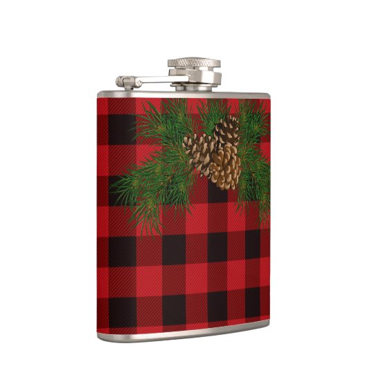 Klassiek rood zwart plaid patroon pinecone heupfles (Rechts)