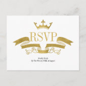 Klassiek Roos Gold Crest Wedding RSVP Briefkaart (Voorkant)