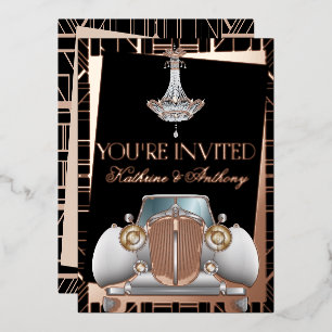Klassiek ROOS GOLD Gatsby Deco Wedding Folie Invit Uitnodiging