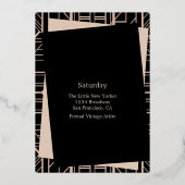 Klassiek ROOS GOLD Gatsby Flapper Vrijgezellenfees Folie Uitnodiging (Achterkant)