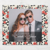 Klassiek Roos Wilde Bloem Wijnlabel voor Trouwfees Sparkling Wijnetiket (Enkel label)