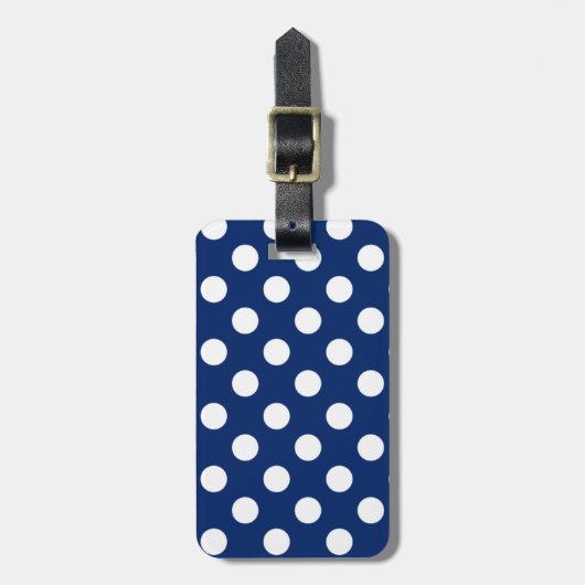 Klassiek Royal Blue White Polka Dot Pattern Bagagelabel (Voorkant verticaal)