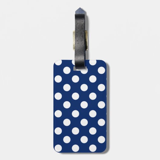 Klassiek Royal Blue White Polka Dot Pattern Bagagelabel (Achterkant verticaal)