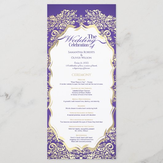 Klassiek Royal Paarse en gouden sierprogramma Programma (Voorkant)