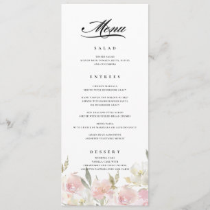 Klassiek roze bloemenbruiloft menu