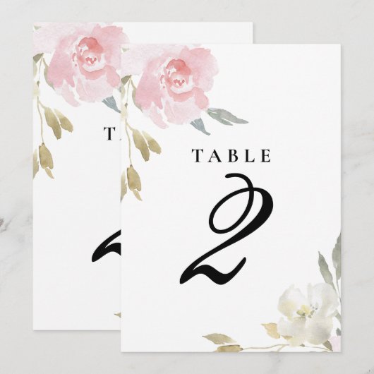 Klassiek roze bloemmotief tafelnummer voor de brui (Voorkant / Achterkant)