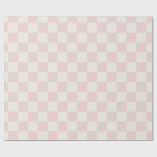 Klassiek roze en crème diagonaal geruit inpakpapie cadeaupapier