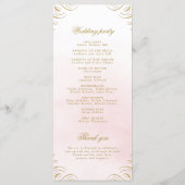 Klassiek roze en goud kalligrafie bruiloft program menu (Achterkant)