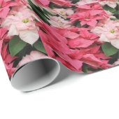 Klassiek roze en rood poinsettia ompakpapier cadeaupapier (Rol Hoek)