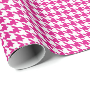 Klassiek roze en wit houndstooth patroon cadeaupapier