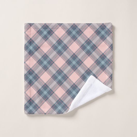 Klassiek roze grijs blauw geruit gingang patroon bad handdoek (Wasdoekje)