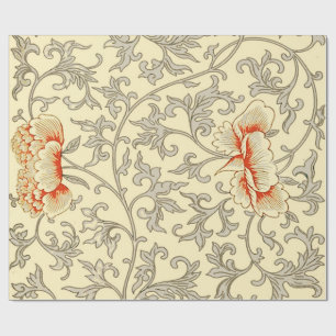 Klassiek Roze Grijs Botanisch Bloemmotief Cadeaupapier