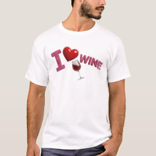 Klassiek Roze I LOVEW WINE Kunstontwerp T-shirt