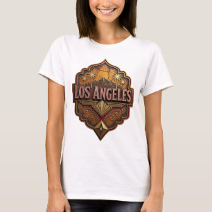 Klassiek Roze LOS ANGELES Artistiek Motief T-shirt
