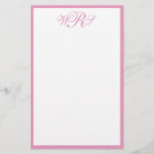 Klassiek Roze Monogram Briefpapier (Voorkant)