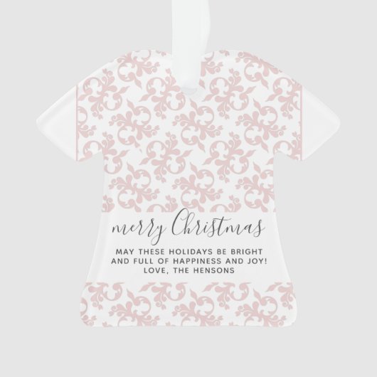 Klassiek roze Rococo Merry-kerstscript Ornament (voorkant)