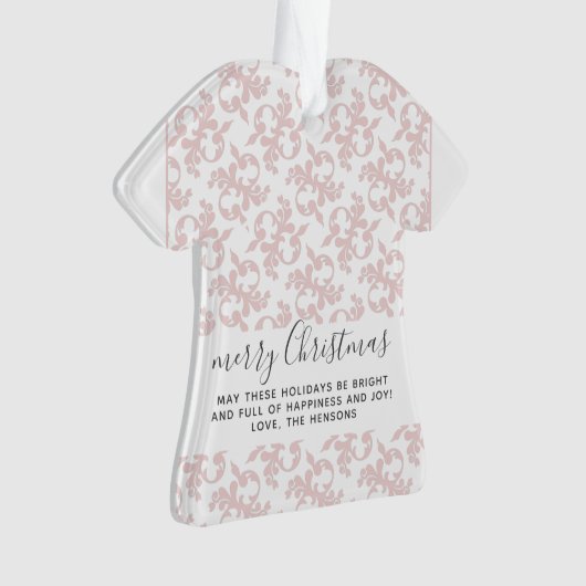 Klassiek roze Rococo Merry-kerstscript Ornament (voorkant)