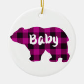 Klassiek roze zwart plaid baby beer ontwerp keramisch ornament (Voorkant)